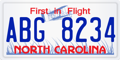 NC license plate ABG8234