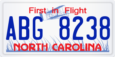 NC license plate ABG8238
