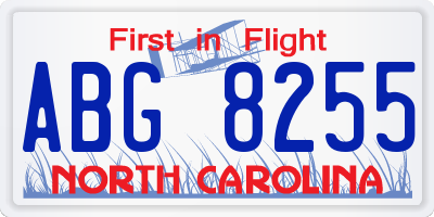 NC license plate ABG8255