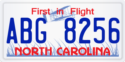 NC license plate ABG8256