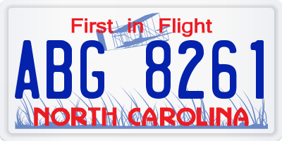 NC license plate ABG8261