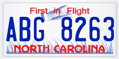 NC license plate ABG8263