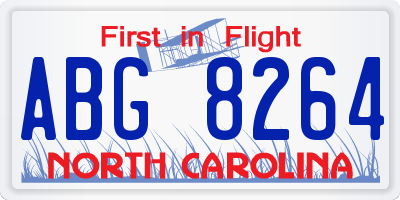 NC license plate ABG8264