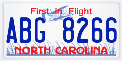 NC license plate ABG8266