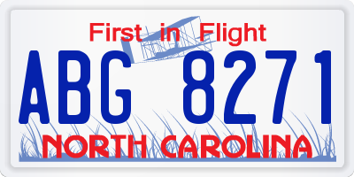 NC license plate ABG8271