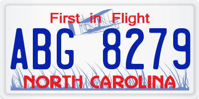 NC license plate ABG8279