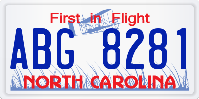 NC license plate ABG8281