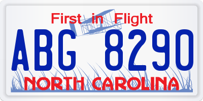 NC license plate ABG8290
