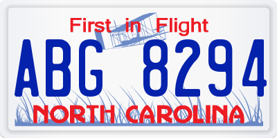 NC license plate ABG8294