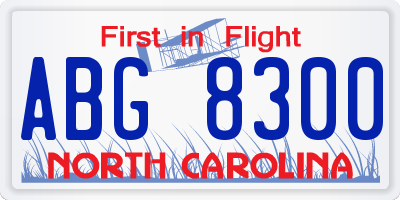 NC license plate ABG8300