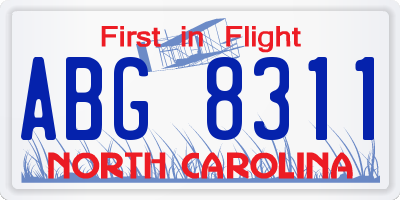 NC license plate ABG8311