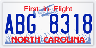 NC license plate ABG8318