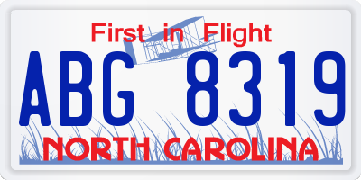 NC license plate ABG8319