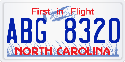 NC license plate ABG8320