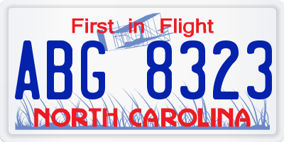 NC license plate ABG8323