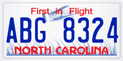 NC license plate ABG8324