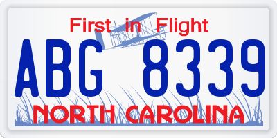NC license plate ABG8339