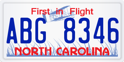 NC license plate ABG8346