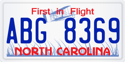 NC license plate ABG8369