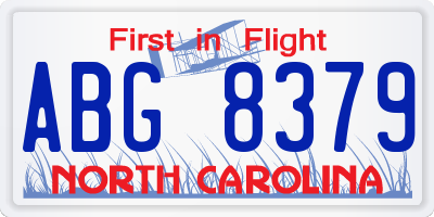 NC license plate ABG8379