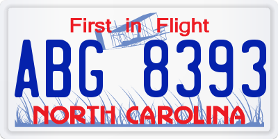 NC license plate ABG8393