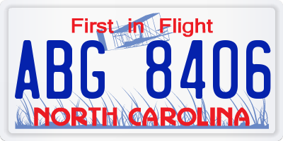 NC license plate ABG8406