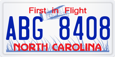NC license plate ABG8408