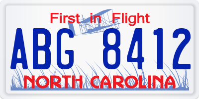 NC license plate ABG8412