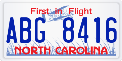 NC license plate ABG8416