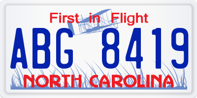 NC license plate ABG8419