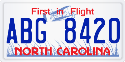 NC license plate ABG8420