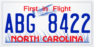 NC license plate ABG8422