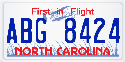 NC license plate ABG8424