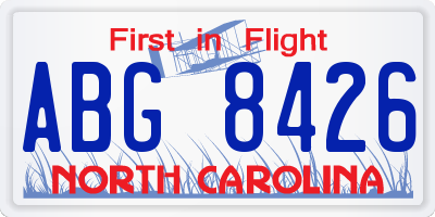 NC license plate ABG8426