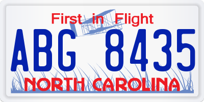 NC license plate ABG8435