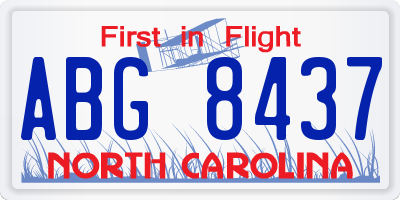 NC license plate ABG8437