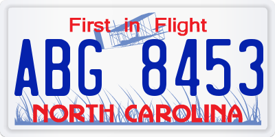 NC license plate ABG8453