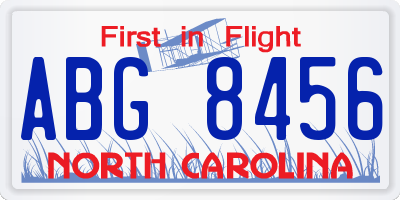 NC license plate ABG8456