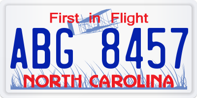 NC license plate ABG8457
