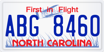 NC license plate ABG8460