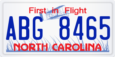 NC license plate ABG8465