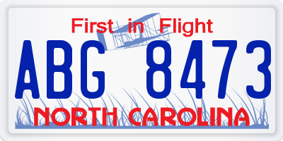 NC license plate ABG8473