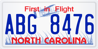 NC license plate ABG8476