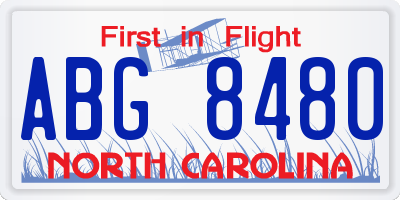 NC license plate ABG8480