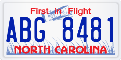 NC license plate ABG8481