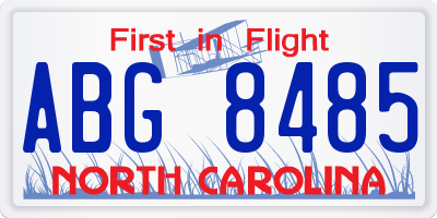 NC license plate ABG8485