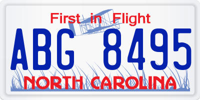 NC license plate ABG8495