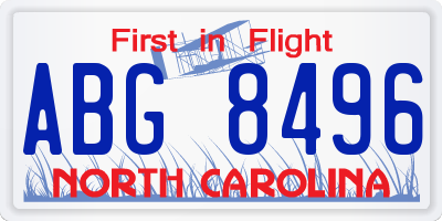 NC license plate ABG8496