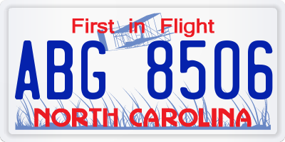 NC license plate ABG8506