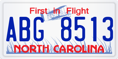 NC license plate ABG8513